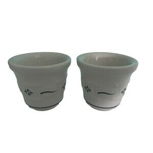 Longaberger Pottery Woven Traditions Votive Candle Holders Blue Set of 2